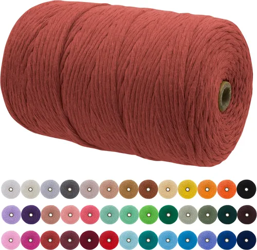 Vista 24 de JeogYong Cordón de macramé de un solo hilo 3 mm x 109 yardas (328 pies) Cuerda de algodón suave Hilo de macramé de 3 mm, suministros de macramé