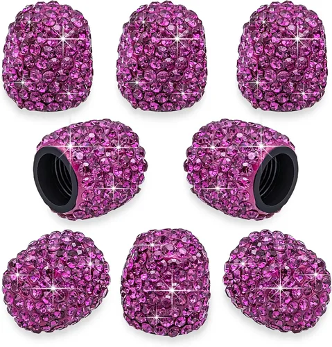 Vista 34 de 4 tapas de válvula de vástago de neumático de diamantes de cristal brillante, a prueba de polvo, tapas universales para válvulas de neumáticos