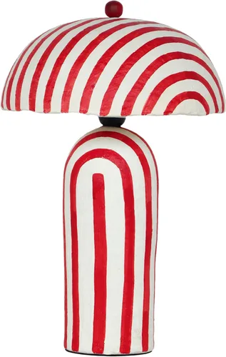 Vista 8 de Tov Furniture Maiori Negra Rayada Lámpara de Mesa de Papel Maché Rayas negras