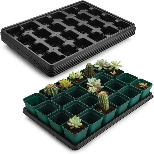 Vista 15 de RooTrimmer Paquete de 5 bandejas para macetas de vivero, bandeja de transporte y sujeción para plantas para macetas de inicio de semillas, Negro