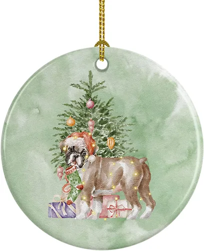 Vista 33 de Caroline's Treasures Bulldog, Bulldog inglés #2 y árbol de cerámica adorno colgante para árbol de Navidad, decoración colgante para el hogar