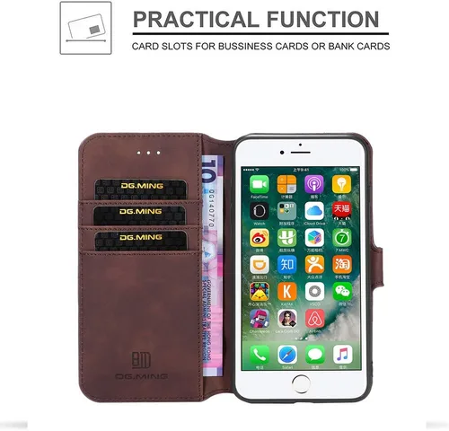 Vista 3 de UEEBAI Funda de cuero PU para iPhone 6 6S, Vintage Retro Premium Wallet Flip Cover TPU Inner Shell [ranuras para tarjetas] [Cierre magnético]
