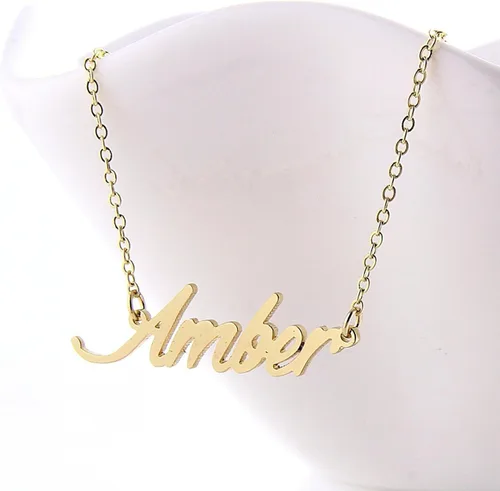 Vista 3 de HUAN XUN - Collar con nombre personalizado en plata dorada