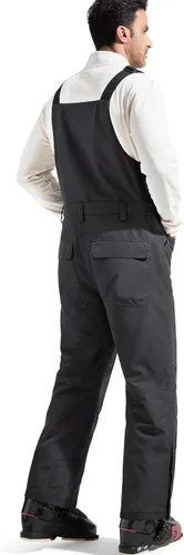 Vista 2 de FREE SOLDIER Overoles de esquí con peto para hombre, impermeables y con aislamiento Negro