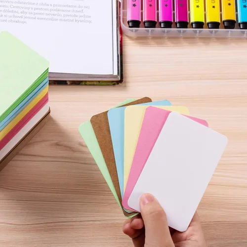Vista 6 de Primbeeks 300 tarjetas de visita prémium (6 colores Kraft, en blanco, pequeñas 3.5 x 2.2 pulgadas, lisas)