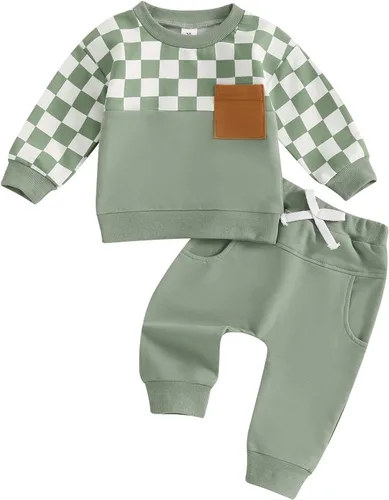 Vista 53 de Conjunto de sudadera de manga larga con cuello redondo y pantalones deportivos para bebés, ropa de invierno para bebé