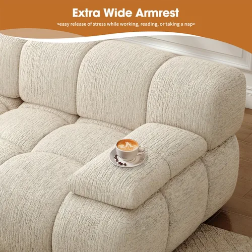 Vista 7 de Settab Sofá modular de nube modular de 118.5 pulgadas con otomana móvil, sofá de pana moderno de 4 asientos, asiento profundo, sofá sin hueso