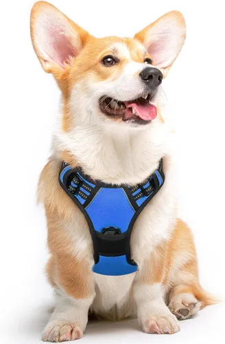 Vista 65 de Eagloo Arnés para perro pequeño, sin tirones, chaleco de servicio con tiras reflectantes y asa de control, ajustable y cómodo para caminar, arnés