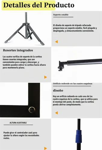 Vista 6 de Pantalla de proyector con soporte para exteriores de 60 pulgadas, 4K HD de 1.5, pantalla de película resistente a las arrugas, ángulo de visión