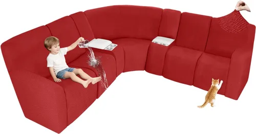 Vista 19 de ALIECOM Fundas 100% impermeables para sofá seccional reclinable, forma de L, elásticas, para esquina, funda para sofá seccional reclinable, lavable