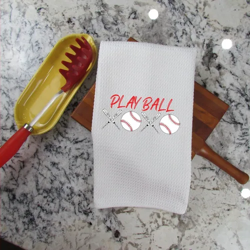 Vista 7 de Sports Kitchen Hand Towel, Cute Baseball Kitchen Towels, Funny Dish Towel, Custom Tea Towels, Base Ball Kitchen Towel, Play Ball