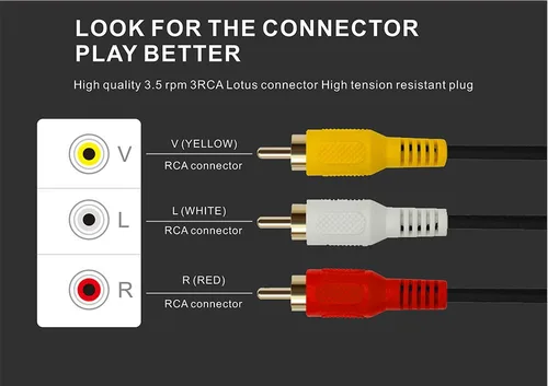Vista 4 de QiCheng&LYS Cable de video RCA a RCA AV, 3RCA macho a 3RCA macho, cable AUX de audio estéreo para teléfonos inteligentes, MP3, tabletas, altavoces