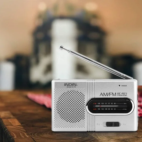 Vista 6 de Receptor de radio AM/FM portátil, radio AM FM de bolsillo con antena telescópica altavoz integrado y conector para auriculares para viajes al aire