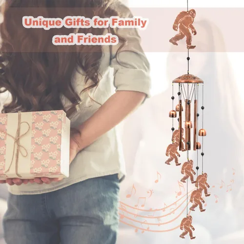 Vista 6 de Campanillas de Viento Big Foot para Exteriores, Regalos Conmemorativos Big Foot Sasquatch para Hombres/Mujeres/Papá/Abuelo, Decoración de Patio
