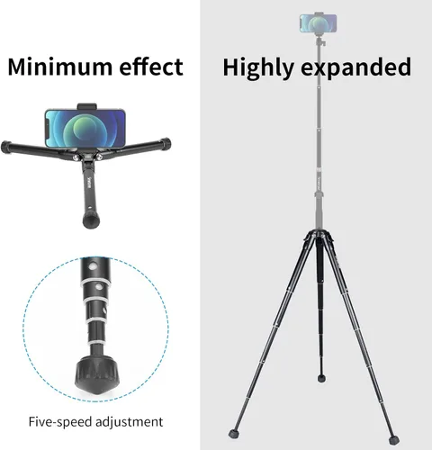 Vista 4 de Smatree Trípode extensible, altura ajustable, trípode de viaje de escritorio para Gopro/Osmo Mobile/Gimbal Handle Grip Stabilizer/Smooth 4/Crane