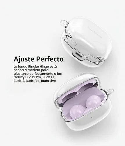 Vista 3 de Ringke Bisagra [No más decoloración] Compatible con Samsung Galaxy Buds 2 Pro Case, Buds 2, Buds Pro, Buds Live y Galaxy Buds FE, funda transparente