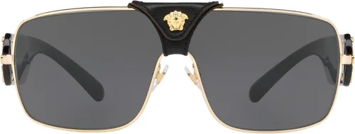 Vista 3 de Versace Gafas de sol Hombre Montura Dorada, Lentes Gris Oscuro, 0MM