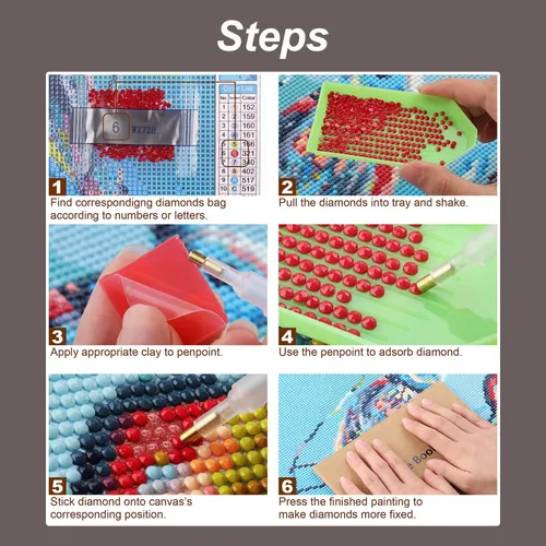Vista 6 de Stalente Kits de pintura de diamantes para adultos, caballos 5D, kit de arte de diamantes para principiantes, pintura de diamante redonda