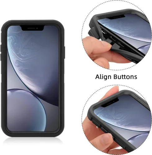 Vista 4 de MAXCURY Funda para iPhone XR, funda protectora de cuerpo completo resistente con absorción de golpes para iPhone 10R, parachoques de PC duro +