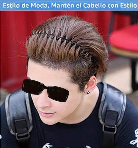 Vista 3 de bodbop Banda de metal para el pelo para hombres diadema para mujeres bandas unisex negras onduladas de resorte deportes al aire libre diademas