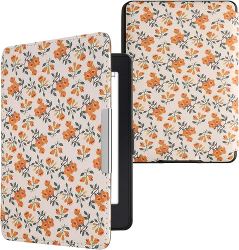 Vista 16 de kwmobile Funda compatible con Amazon Kindle PaperWhite - Funda para lector electrónico - Azul pez pequeño/azul claro/blanco