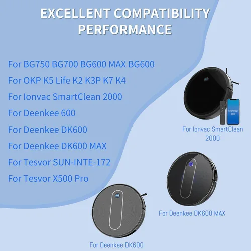 Vista 3 de Batería de vacío de 3400 mAh para Deenkee 600 DK600 DK600 MAX, para Ionvac SmartClean 2000, Tesvor X500 ProT, para BG750 BG700 BG600 MAX, para OKP