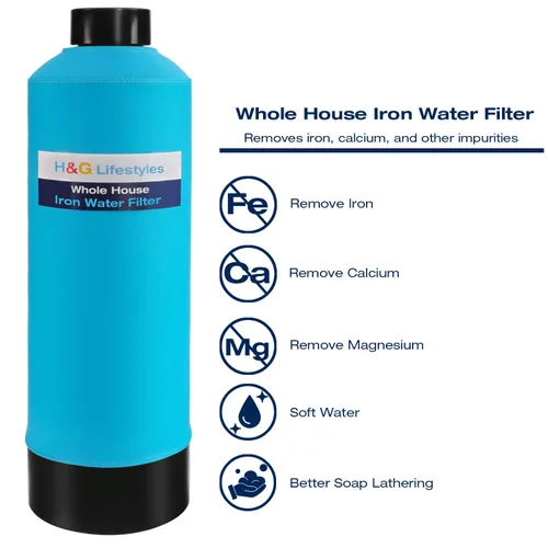 Vista 3 de H&G Lifestyles Sistema de filtro de agua para toda la casa, filtro de agua de hierro y manganeso para agua de pozo y agua de la ciudad, reduce