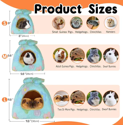 Vista 3 de Cama de conejillo de indias, accesorios de casa de escondite de conejillo de indias, cama cálida para animales pequeños, hámsters, chinchillas, Verde