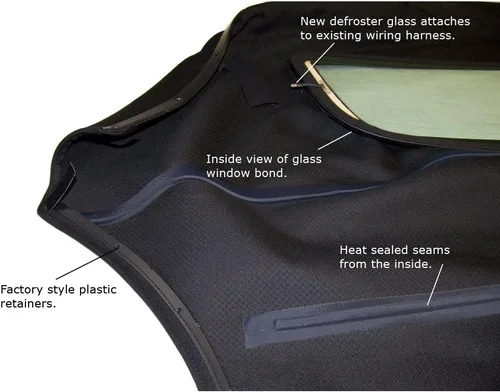 Vista 3 de Sierra Auto Tops Convertible Top Reemplazo para Audi TT Roadster 2000-2006, Stayfast Canvas, Negro