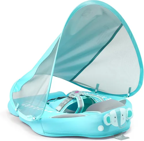 Vista 11 de Mambobaby Flotador de natación para bebé con toldo y cola, flotador de piscina infantil no inflable, flotador de natación para niños pequeños