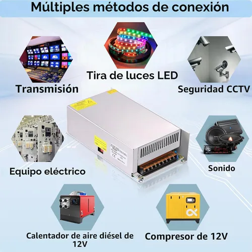 Vista 5 de DC 12V 100A 1200W Adaptador de fuente de alimentación 110V AC a 12V DC