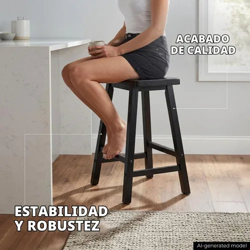 Vista 5 de Winsome Satori Taburete de asiento de sillín para cocina, 24", negro