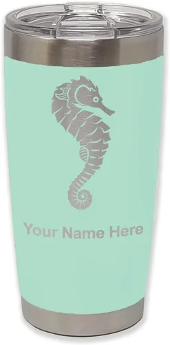 Vista 35 de LaserGram Vaso aislado al vacío de 20 onzas, caballito de mar, grabado personalizado incluido (negro)