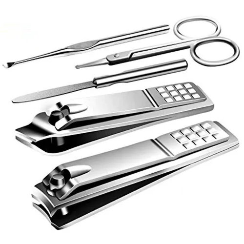 Vista 10 de Kit de manicura y pedicura para cortar uñas, tijeras Vibrissac de 5 piezas, las mejores herramientas de cuidado para hombres y mujeres con estuche