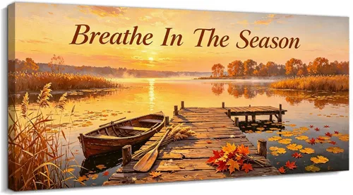 Vista 18 de TIMUBA Lienzo decorativo de pared de otoño de lago, citas de otoño Decoración de pared de otoño-01