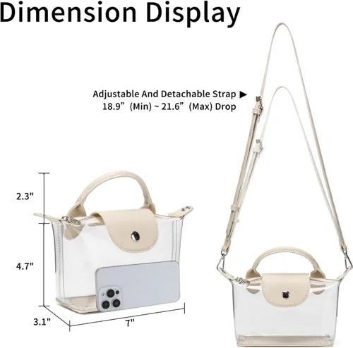 Vista 5 de Y&R Direct Bolso transparente aprobado para estadios, bolsa cruzada transparente para conciertos, eventos deportivos