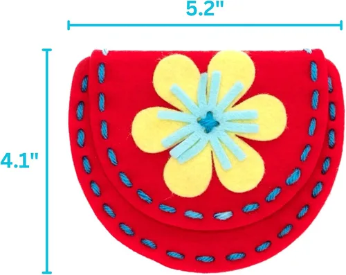 Vista 4 de Serabeena Cose Tus Propios Monederos - Kit de Costura para Niños - Manualidades de Fieltro para Niños - Costura Edades 4-8 Años en Adelante - Kit