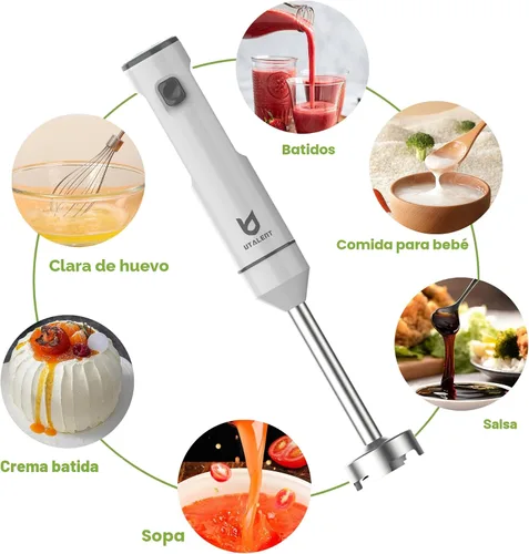 Vista 4 de Batidora de Mano Inalámbrica, UTALENT Batidora de Inmersión de Velocidad Variable de Mano Recargable, con Cable de Carga USB-C, Batidor de Huevos