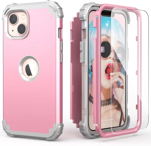 Vista 30 de IDweel Funda para iPhone 13 con Protector de Pantalla, para Funda iPhone 14, Híbrida Resistente a Golpes de Servicio Pesado Protección Cubierta Dura