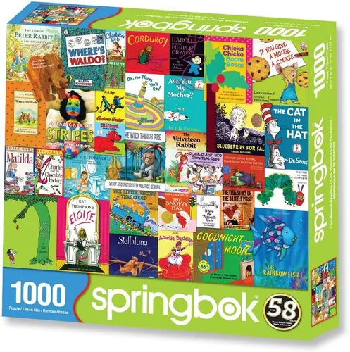 Vista 2 de Rompecabezas Springbok de 1000 piezas "Historias de la Infancia" para adultos y niños, con portadas de libros de algunas de tus tiendas favoritas