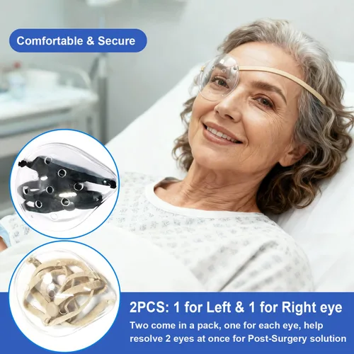Vista 5 de AMZVIO 2 piezas Protector Ocular Después de Cirugía de Cataratas, Protector Ocular para Dormir después de Cirugía, Banda Elástica Extendida Más