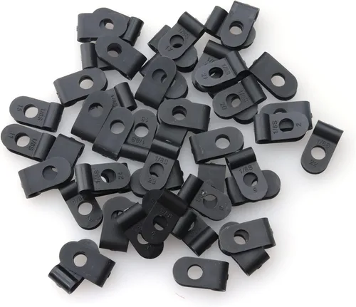 Vista 7 de SOWAKA 50 abrazaderas de cable 1/4 negro tipo R de nailon para montaje de cable de montaje de cable, clips para montaje de cables, gestión de tubos