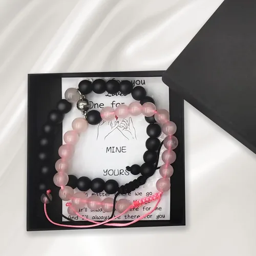 Vista 7 de 2 pulseras magnéticas para parejas, piedra natural negra mate, cristal para votos de amor eterno, juego de pulseras de cuentas de piedra de energía