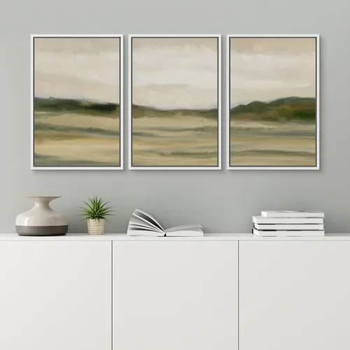 Vista 334 de wall26 Lienzo enmarcado para pared, juego de arte de acuarela pastel, paisaje rural, ilustraciones con formas abstractas, arte moderno, decorativo