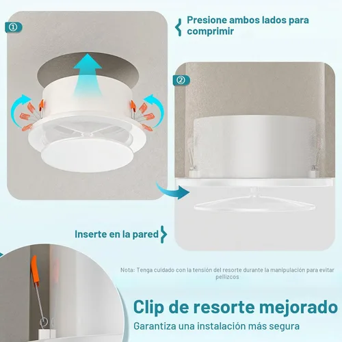 Vista 5 de HG Power - Difusor de techo de 10.1 cm con rejilla de ventilación redonda de ABS, panel ajustable y pantalla de malla extraíble, con diseño de clip