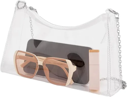 Vista 2 de OYOANGLE Bolso cruzado transparente para mujer, bolsa transparente aprobada para estadios