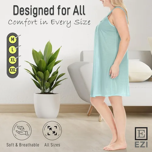 Vista 4 de EZI camisón sin mangas de algodón para mujer