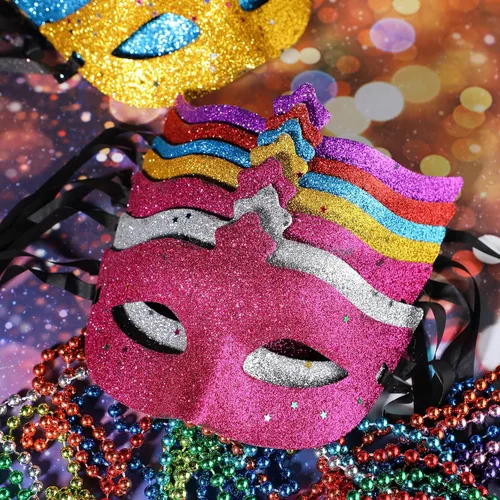 Vista 2 de 30 máscaras de Mardi Gras máscara de máscaras a granel para mujeres y hombres máscara veneciana de plástico con purpurina brillante máscaras