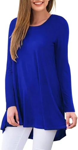 Vista 72 de AWULIFFAN Blusa tipo túnica holgada de manga larga con cuello redondo para mujer