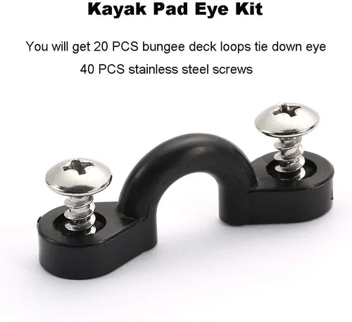 Vista 8 de Kit de almohadillas para kayak, 10 trabillas elásticas de nailon para cubierta con 20 tornillos para lancha, kit de aparejo de cubierta de kayak